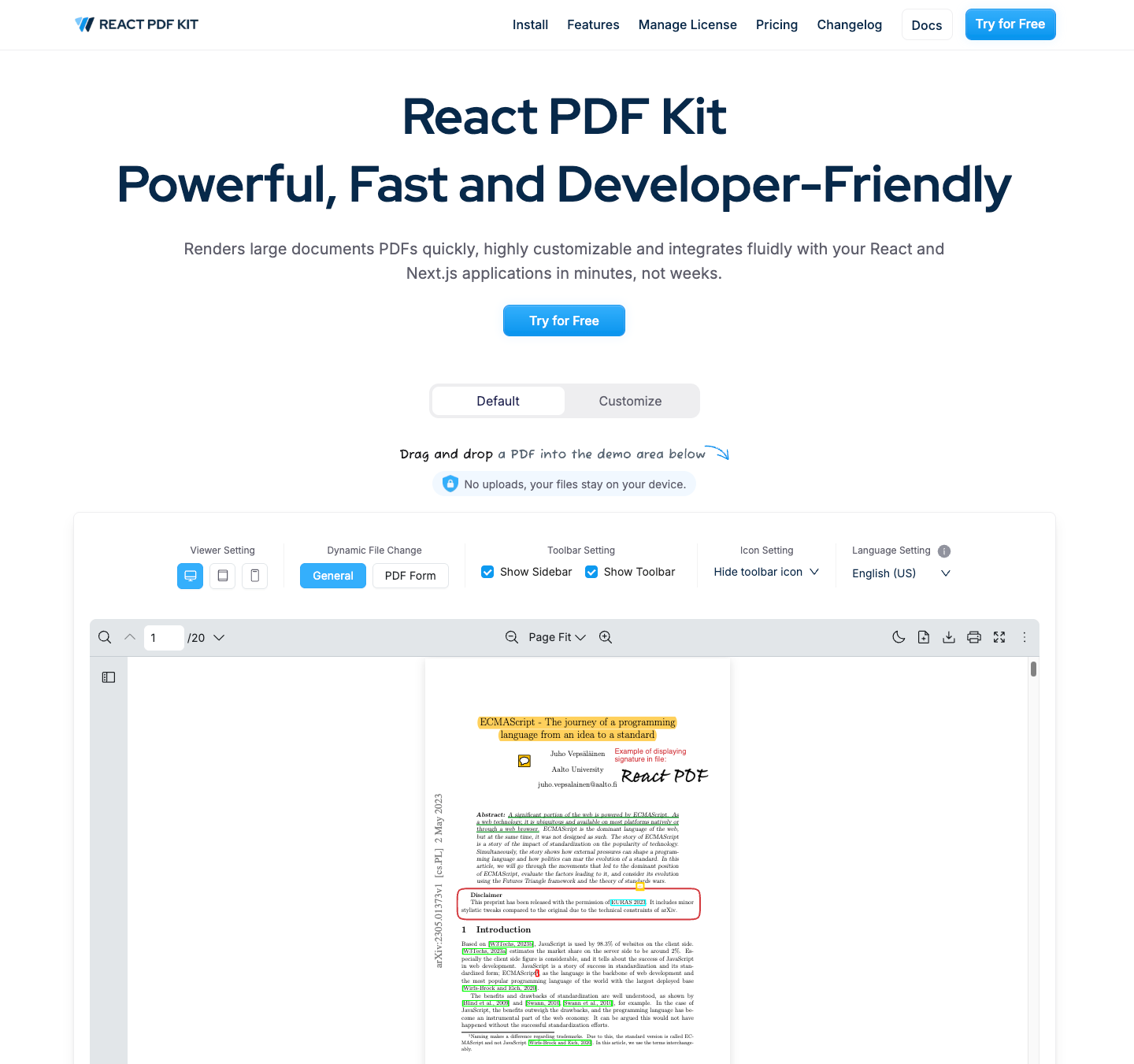 Screenshot of React PDF Kit
